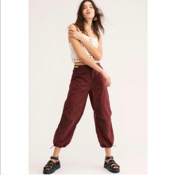 Free People Pants - Free People Sports Pants in Red Burgundy, Size L New with Tag MSRP $148.00